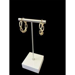 Gold Chain Link Design Hoop Earrings